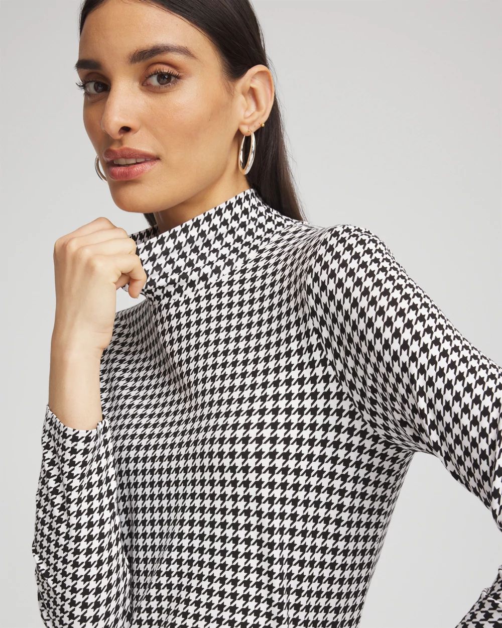 Touch of Cool™ Houndstooth Mock Neck Layering Tee | Chico's